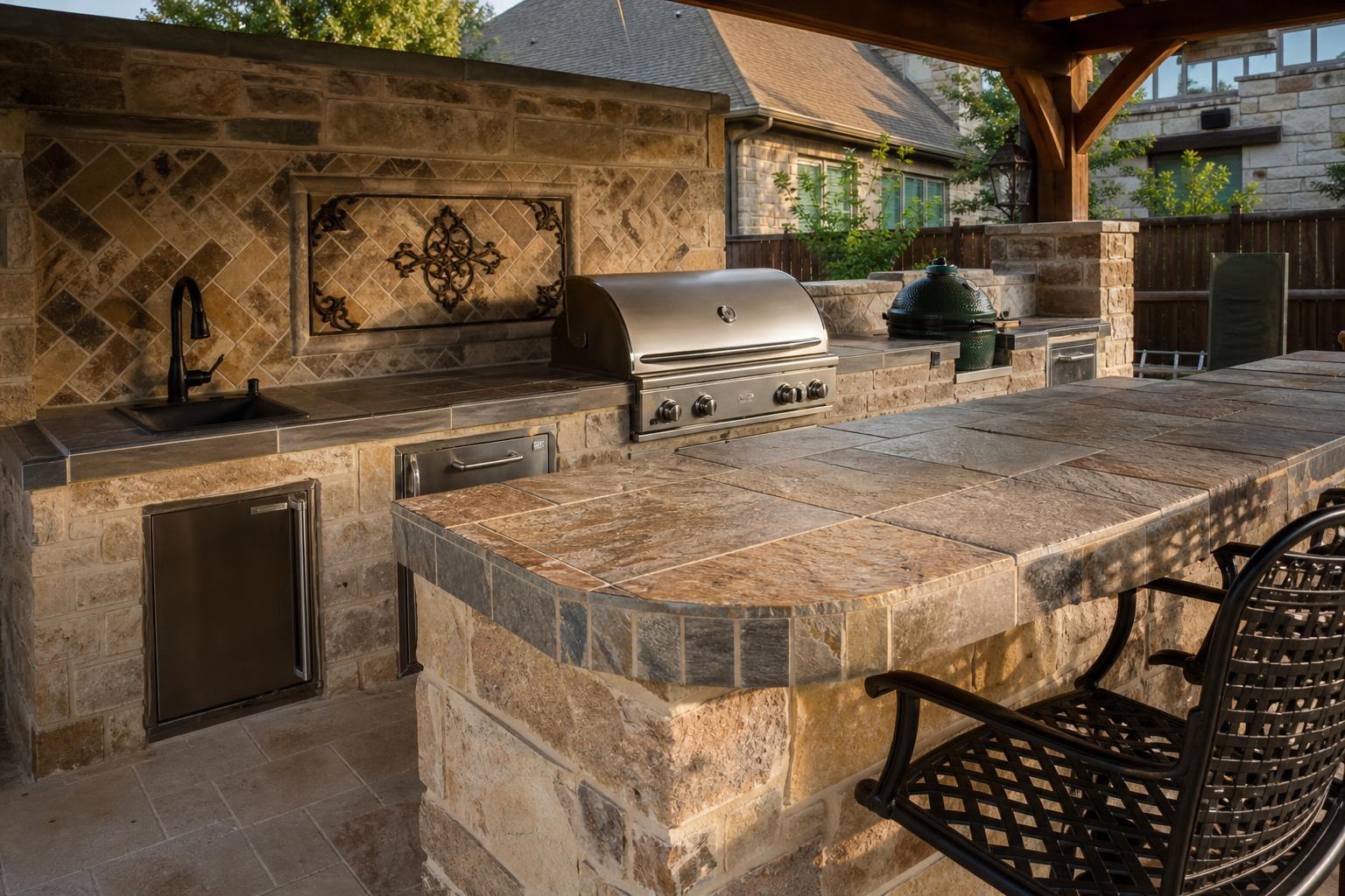 Outdoor Kitchen & Tile Bar